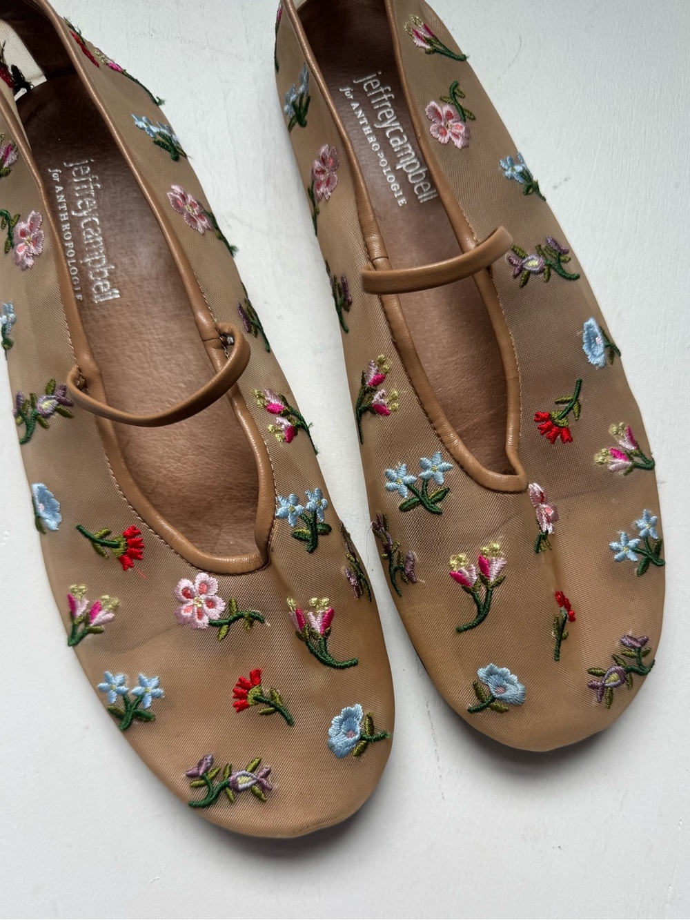 Jeffrey Campbell Dancer Floral Embroidered Mesh Mary Jane Flats - Picture 4 of 13